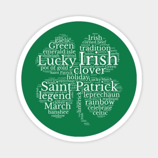 Saint Patrick's Day Four-Leaf Clover Word Art Magnet